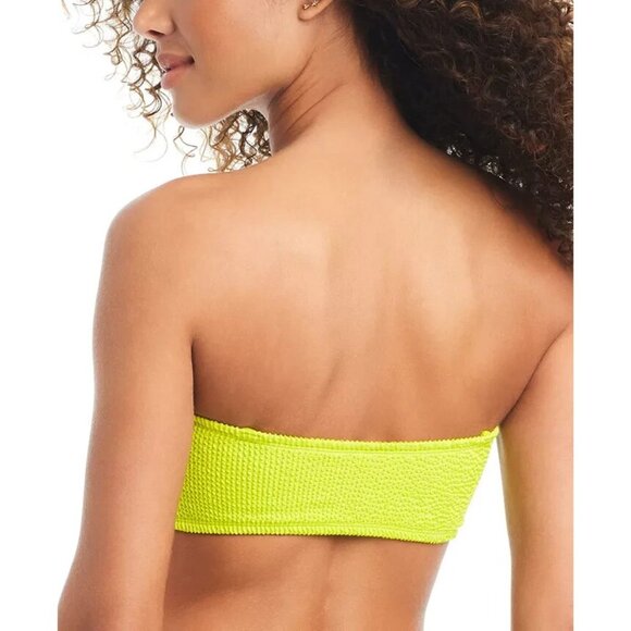Bar III Convertible Bandeau Bikini Top Womens Size S Sunny Lime Removeable Strap - Picture 3 of 7